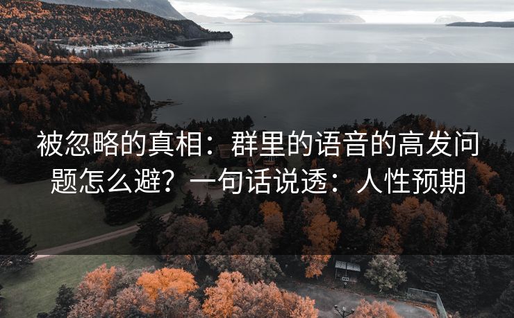 被忽略的真相：群里的语音的高发问题怎么避？一句话说透：人性预期